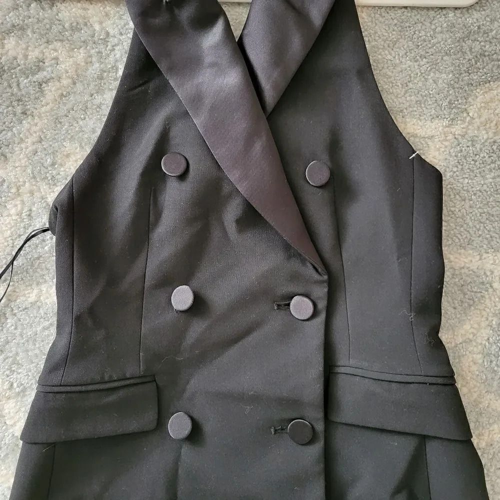ZARA SLEEVELESS DOUBLE BREASTED DRESS BLACK S - Picture 7 of 9